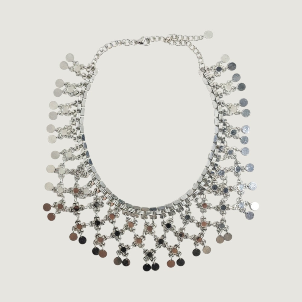 Vintage Fringe Statement Collar Bib Necklace Earrings Set Runway Cleopatra